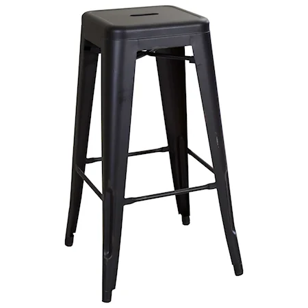 30" Distressed Metal Barstool